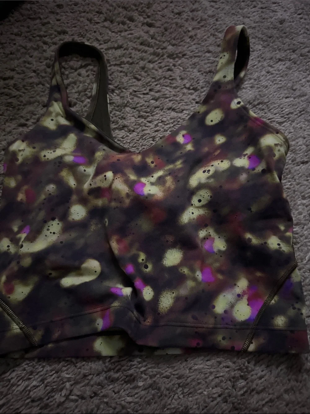 lululemon athletica Multicolor Abstract Print Racerback Bodysuit Top
